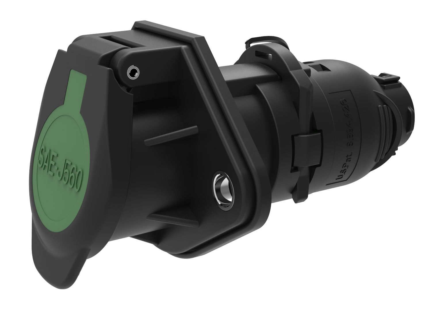 Matching socket: 7P/12V 100% waterproof «WeatherLock™» Socket (SAE J560 Primary, ABS)