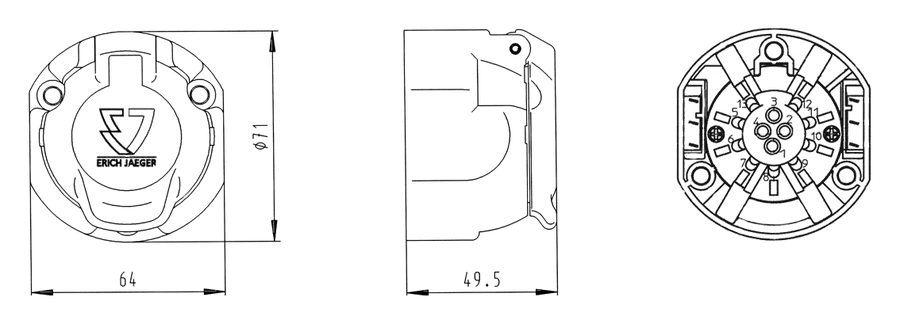 13P/12V Socket (ISO 11446)