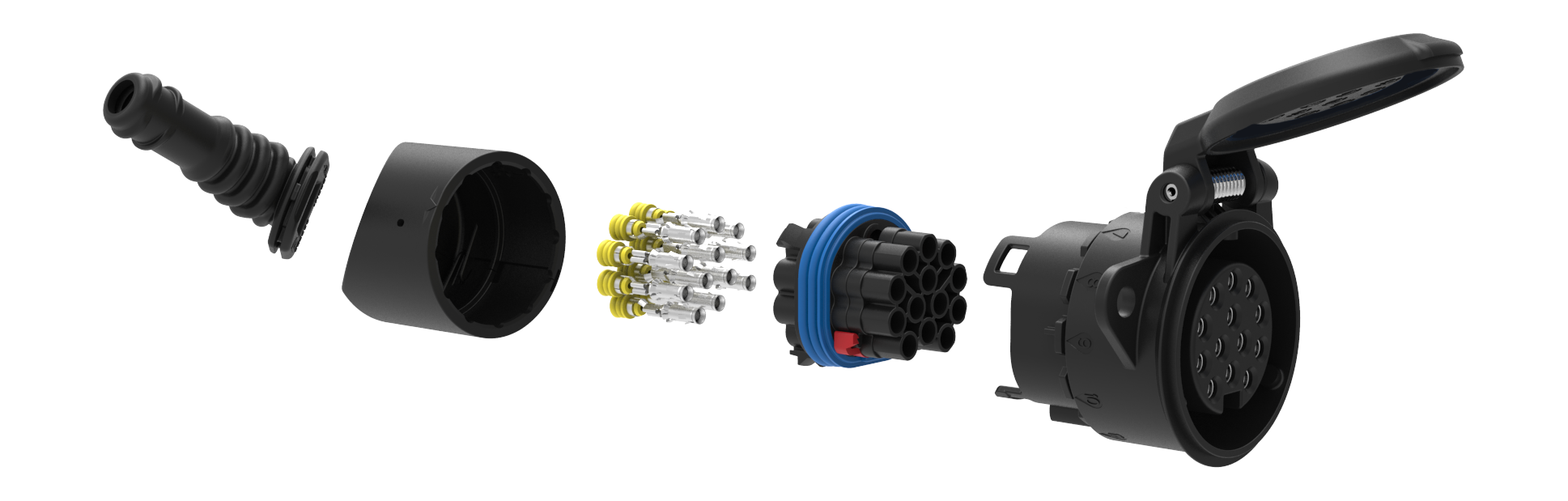 Matching socket: 13P/12V 100% waterproof «JAEGER Expert» Socket (ISO 11446)