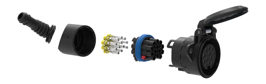 13P/12V 100% waterproof «JAEGER Expert» Socket (ISO 11446)