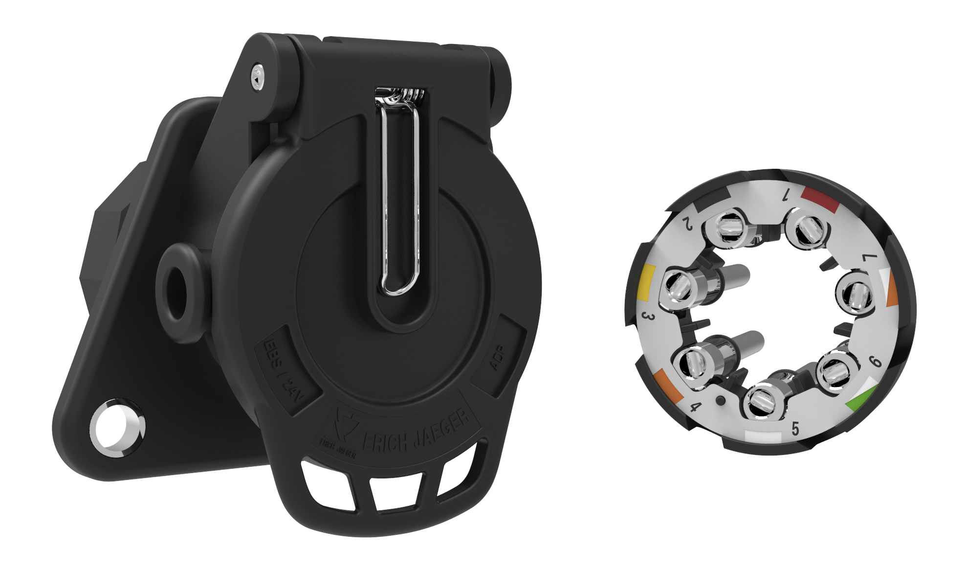 Matching socket: 7P/24V «JAEGER Basic» Socket (ISO 7638-1 ABS, EBS, ADR)