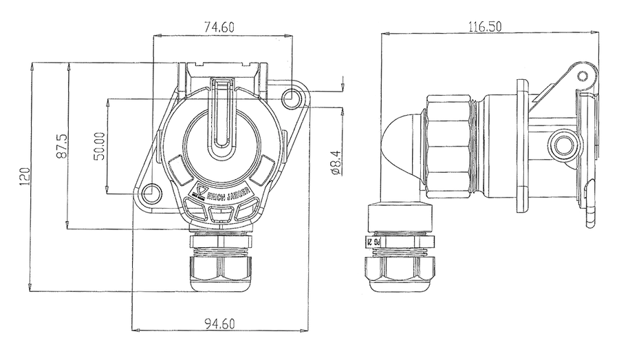 7P «JAEGER Basic Blue» Socket (without standard) - for video transmission