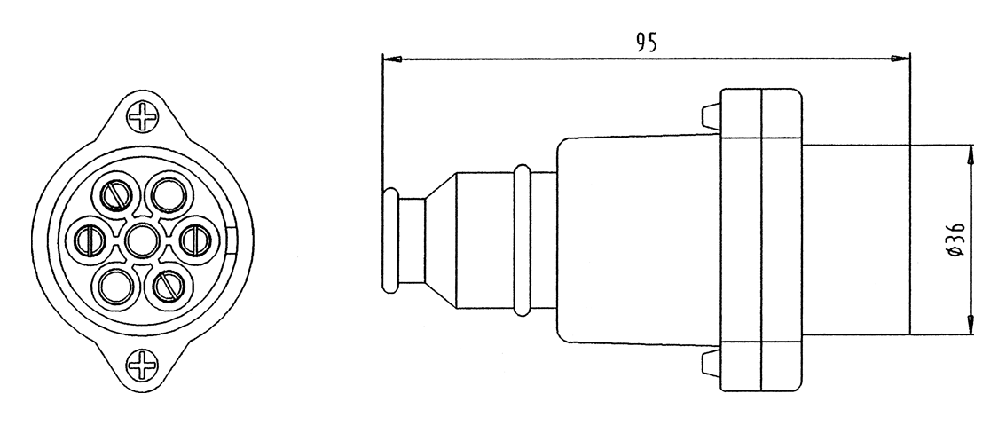 Matching plug: 7P/12V Plug (ISO 1724 - Type N)