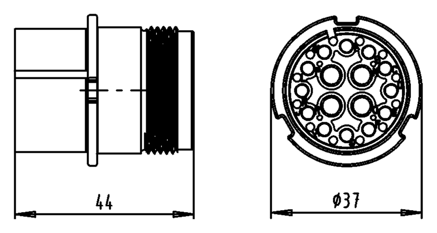 Socket housing with thread