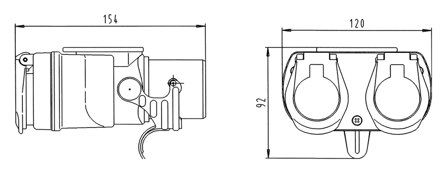 Short adapter - with 15P/24V plug (ISO 12098) and 2x 7P/24V socket (ISO 1185 + ISO 3731)