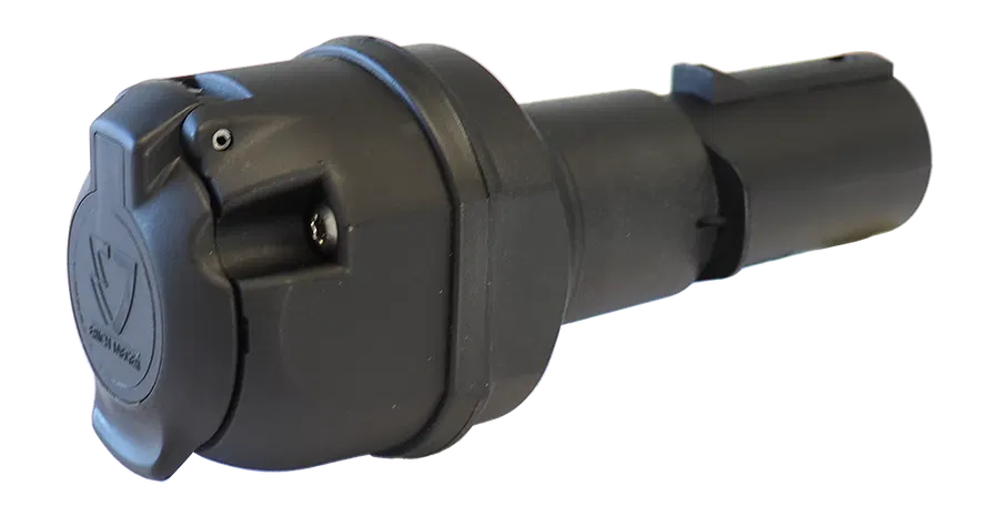 Passender Adapter: Adapter / Voltage Reducer 24V > 12V - - Connects 7P/24V Steckdose (ISO 1185) on vehicle side mit 13P/12V Stecker (ISO 11446) on trailer side