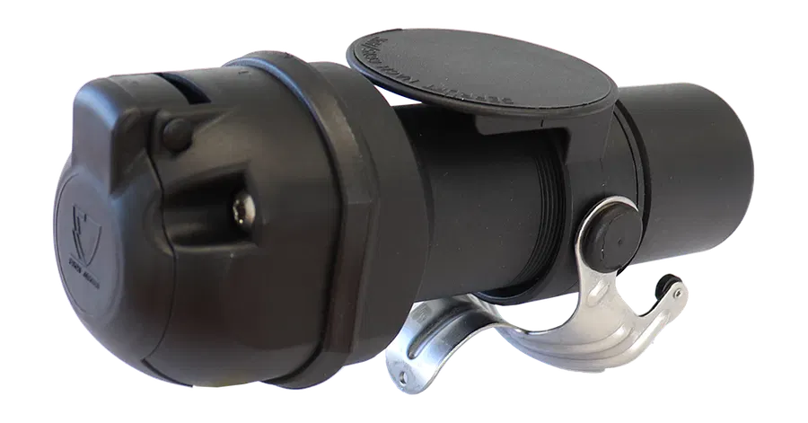 Adapter / Voltage Reducer 24V > 12V - - Connects 15P/24V socket (ISO 12098) on vehicle side with 7P/12V plug (ISO 1724) on trailer side