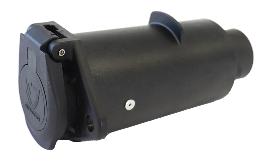 Adapter / Voltage Doubler 12V > 24V - - Connects 7P/12V socket (ISO 1724) on vehicle side with 7P/24V plug (ISO 1185) on trailer side