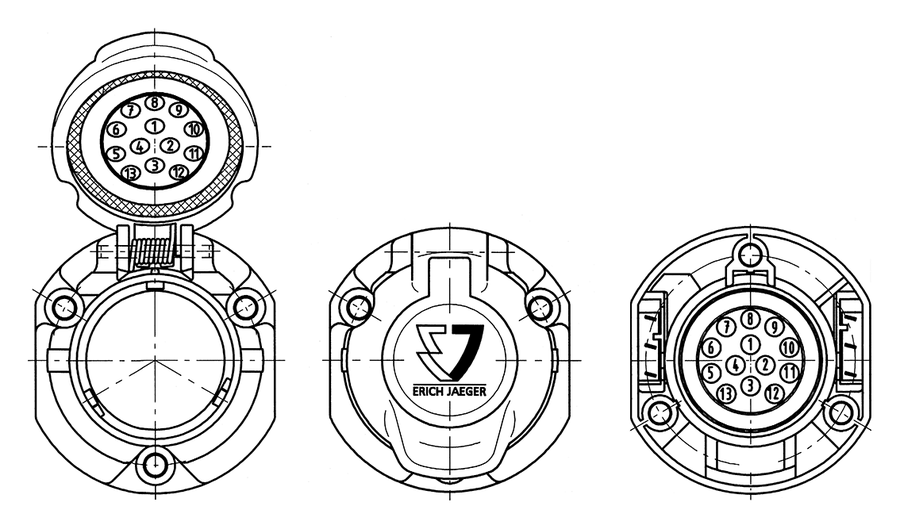13P/12V socket housing (ISO 11446)