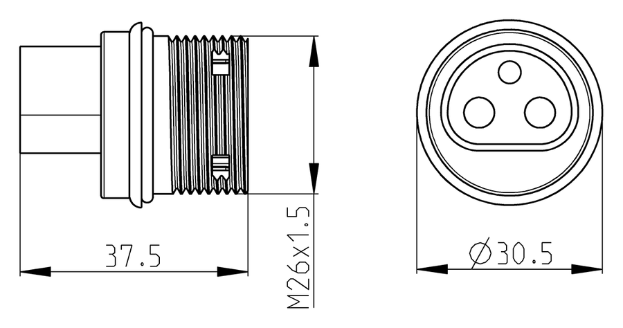 3P/6-24V plug housing (DIN 9680)