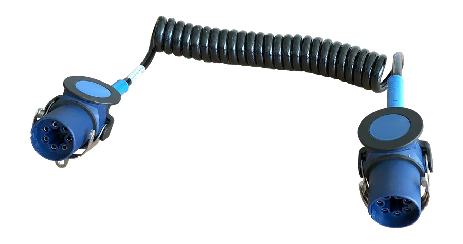 7P «JAEGER Basic Blue» câble spiralé (sans norme) - pour transmission vidéo