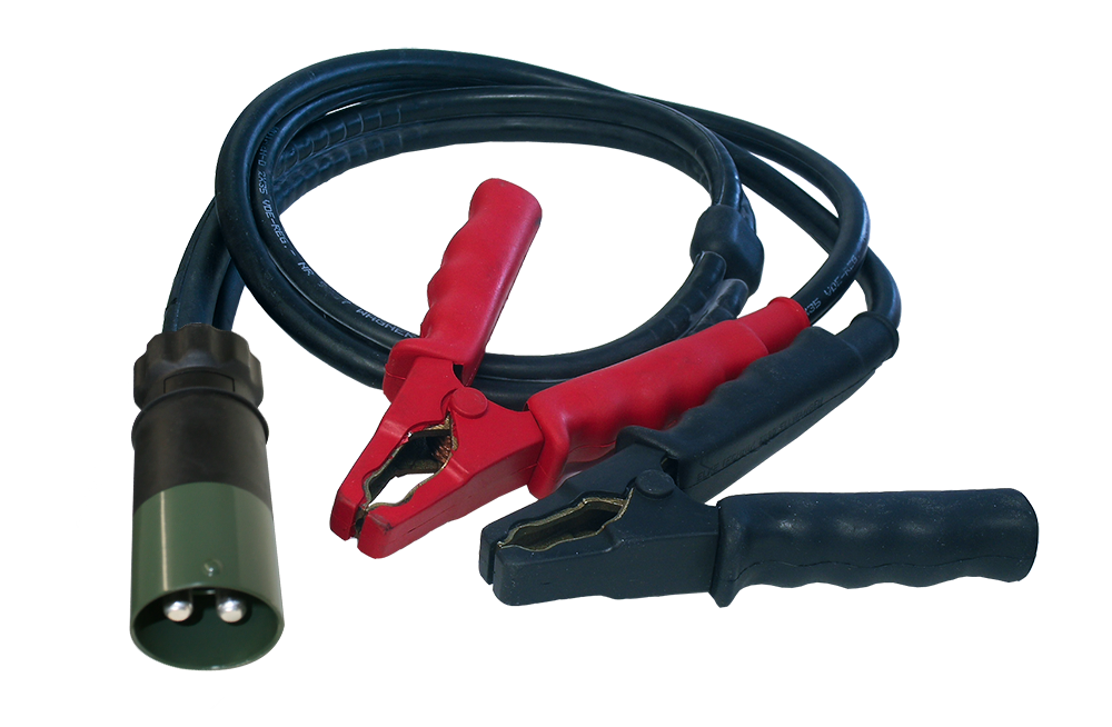 Matching cable: 2P/24V Cable (VG 96917) - with 2P/24V plug without screw ring (according to VG 96917) and 2 rubber coated battery terminal grips