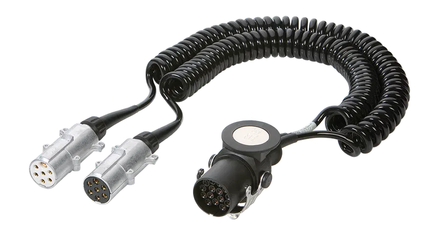 Adapter coil - with 15P/24V plug (ISO 12098) and 2x 7P/24V metal plugs (ISO 1185 + ISO 3731)
