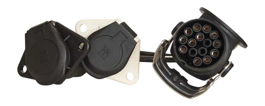 Adapter cable - with 15P/24V plug (ISO 12098) and 2x 7P/24V composite socket (ISO 1185 + ISO 3731)