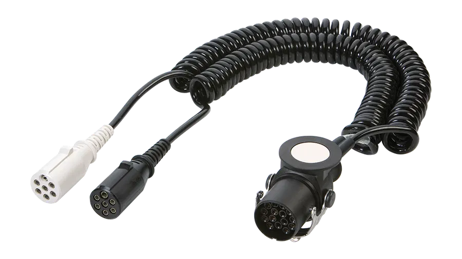 Adapter coil - with 15P/24V plug (ISO 12098) and 2x 7P/24V composite plugs (ISO 1185 + ISO 3731)