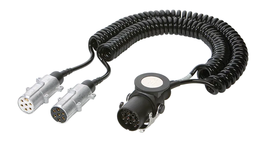 Adapter coil - with 15P/24V plug (ISO 12098) and 2x 7P/24V metal plugs (ISO 1185 + ISO 3731)