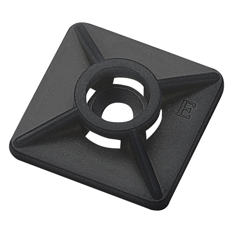 Selbstklebender Befestigungssockel 19 × 19 mm für Binder bis 3,6 mm, schwarz